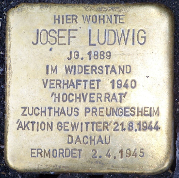 In Erinnerung an Josef Ludwig in Limburg (Lahn) verlegter Stolperstein