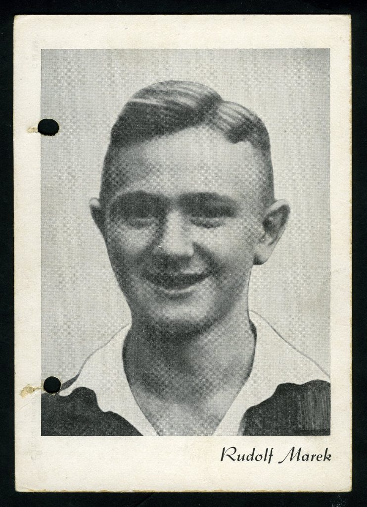Portrait des jungen Rudolf Marek auf einer Postkarte, nach 1945