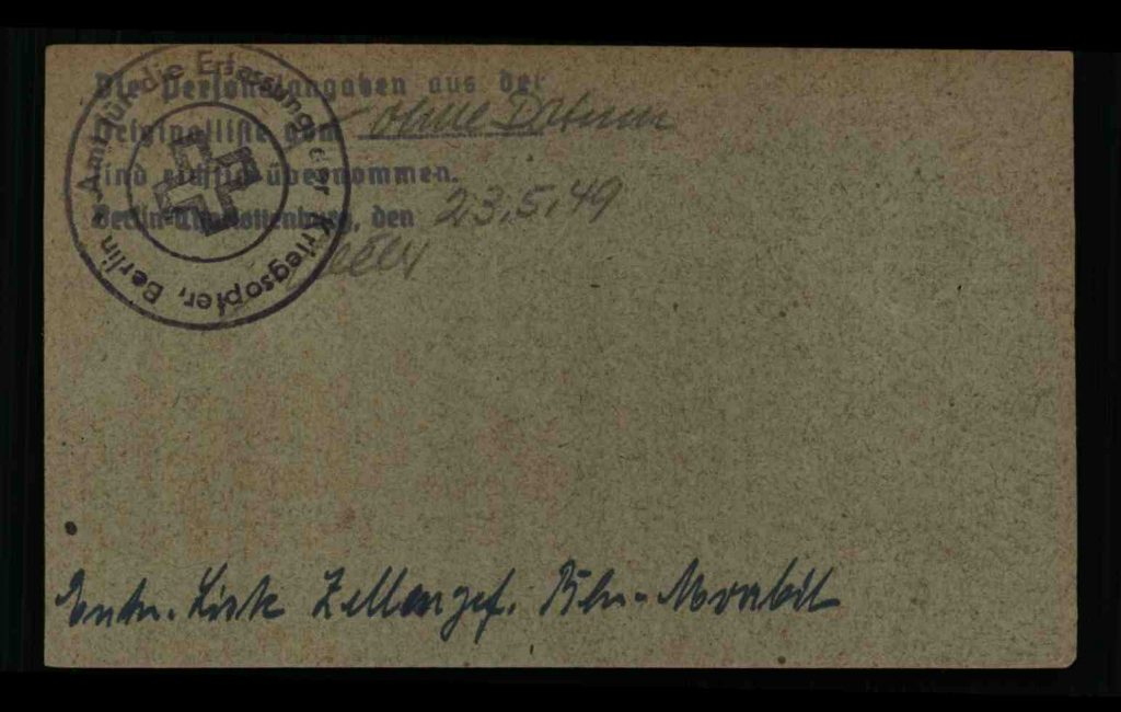 Karteikarte der Berliner Kriegsopfererfassung von Josef Hájek