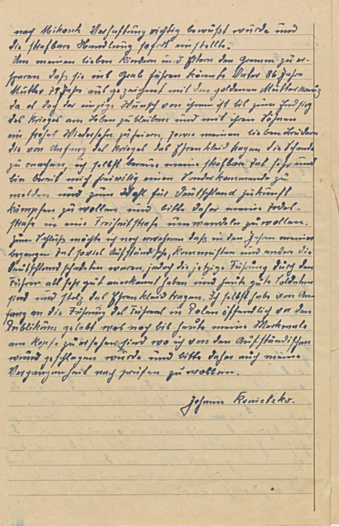 Am 22.8.1943 von Konieczko eingereichtes Gnadengesuch Seite 2