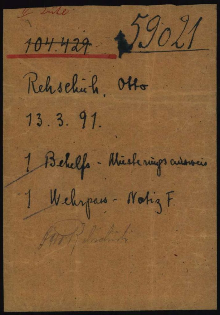 Umschlag für im KZ Neuengamme verwahrte Dokumente von Otto Rehschuh