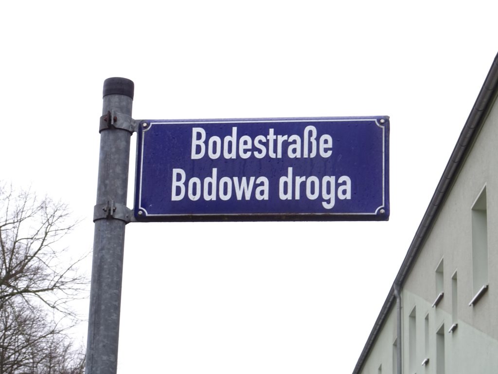 Straßenschild der Bodestraße in Cottbus
